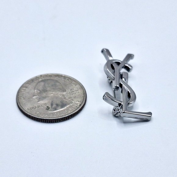 Vintage Silv Yves Saint Laurent YSL Brooch Employee Appreciation Lapel Pin Small - Picture 3 of 6